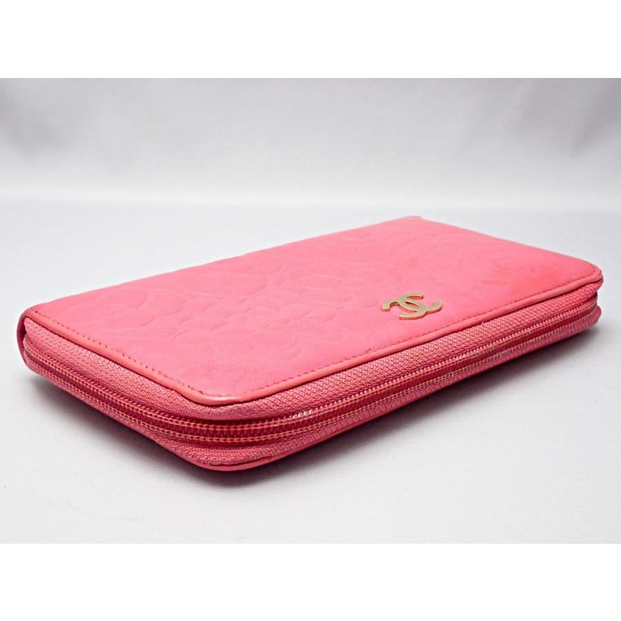 CHANEL シャネル ラウンドファスナー財布 A50085 エンボス カメリア