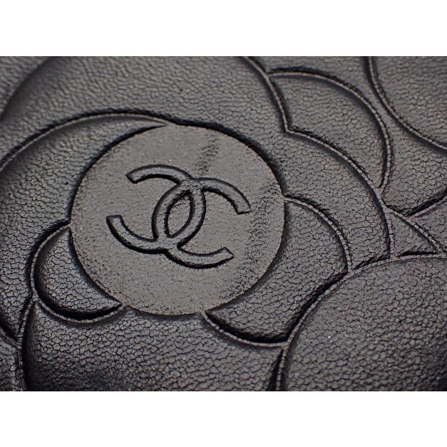 CHANEL シャネル カメリア エンボス 三つ折り 長財布 ラムスキン CHANEL シャネル カメリア エンボス 三つ折り 長財布 ラムスキン