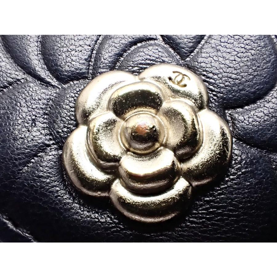 CHANEL シャネル カメリア エンボス 三つ折り 長財布 ラムスキン CHANEL シャネル カメリア エンボス 三つ折り 長財布 ラムスキン