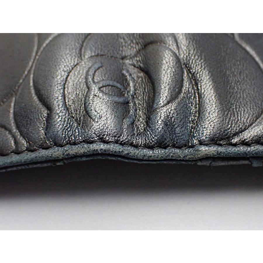 CHANEL シャネル カメリア エンボス 三つ折り 長財布 ラムスキン CHANEL シャネル カメリア エンボス 三つ折り 長財布 ラムスキン