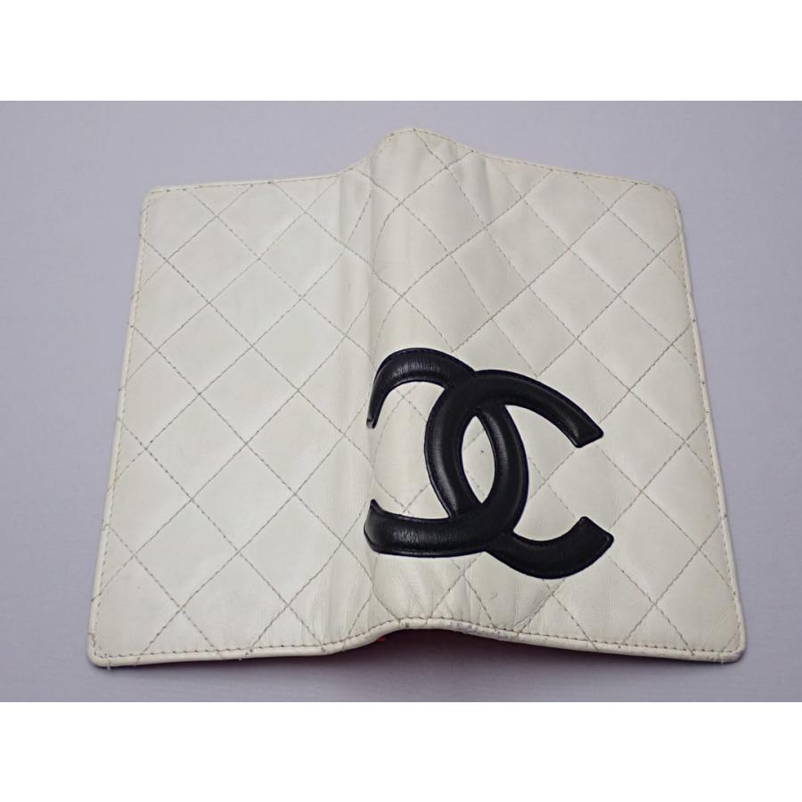 CHANEL シャネル カンボンライン 二つ折り 長財布 ホワイトxブラック