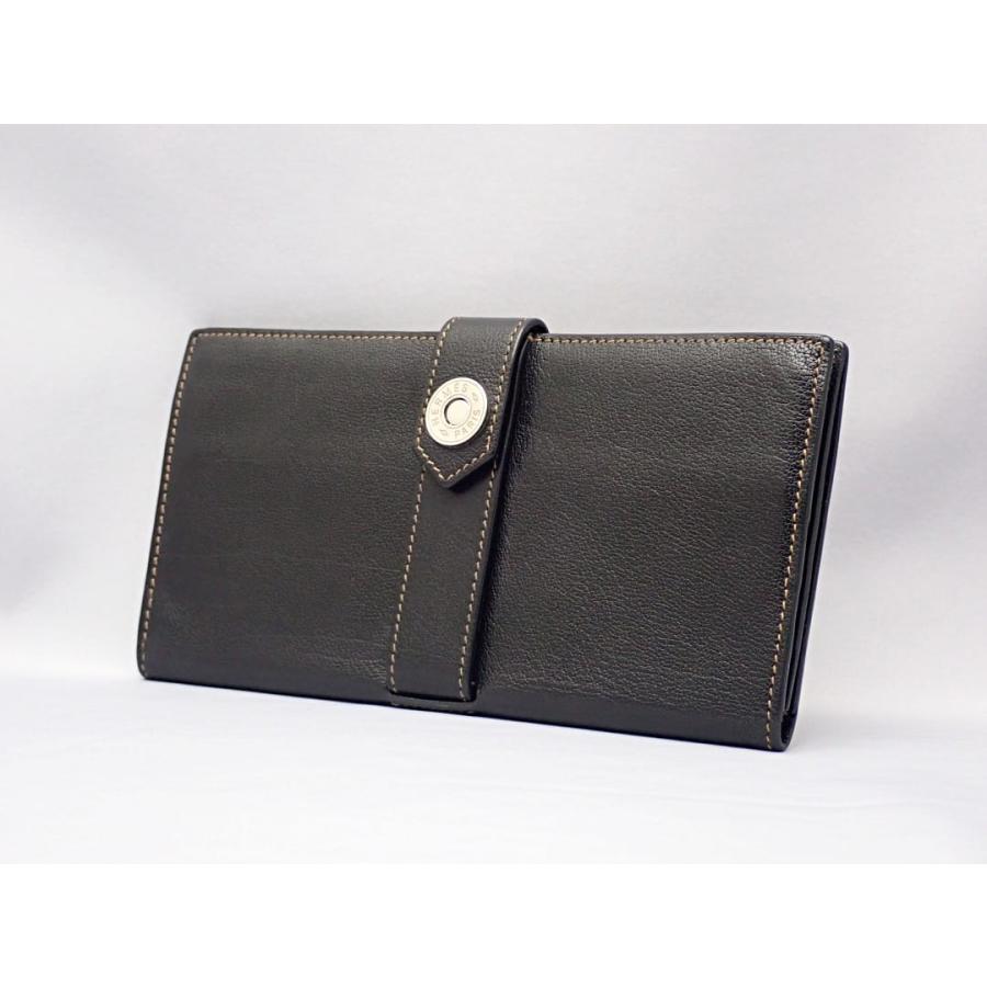HERMES（エルメス） デミトリー レザー 二つ折長札入 財布 ブラック L 