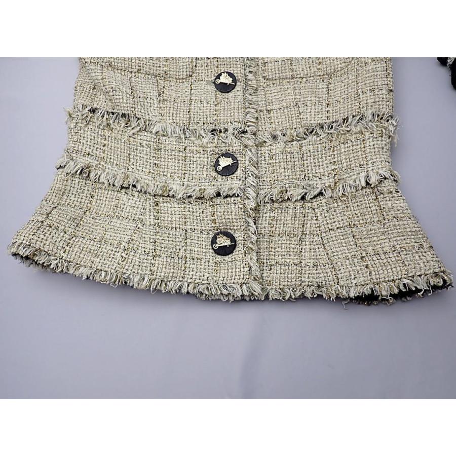 美品 CHANEL シャツ ツイード ラメ スーツ セットアップ フリル 【公式