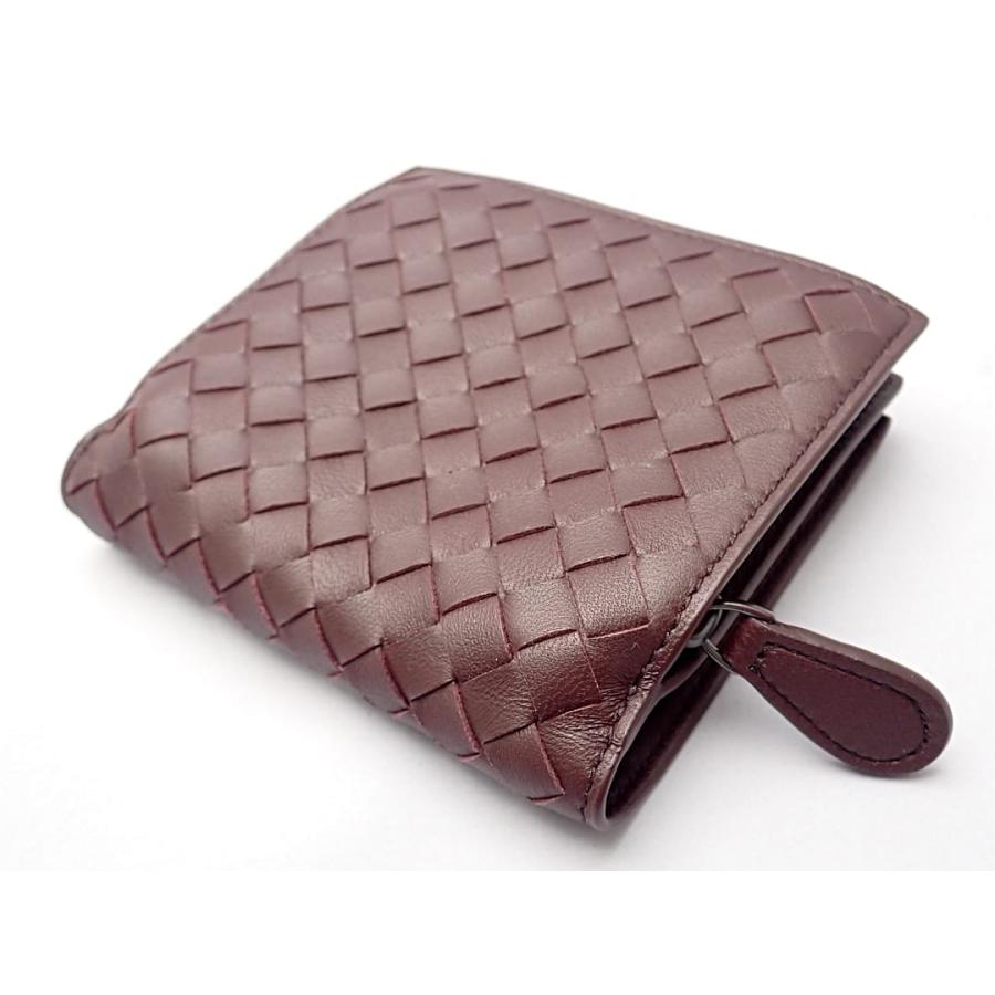 ボッテガヴェネタ　折り財布　レザー　ダークブラウン　フラップ　イントレチャート BOTTEGA VENETA（ボッテガ・ヴェネタ） ボッテガ ヴェネタ イントレ