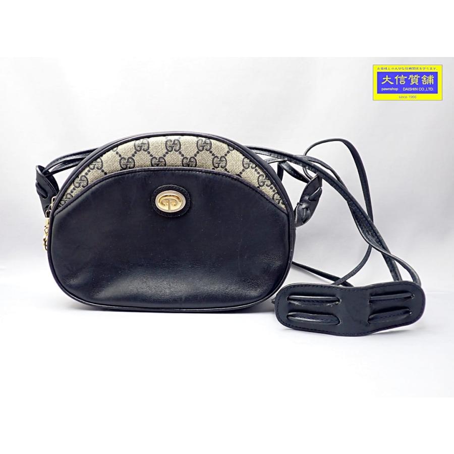 GUCCI グッチ ショルダーバッグ オールドグッチ ネイビー GUCCI - GUCCI オールドグッチ ヴィンテージ ショルダー ネイビー 中古