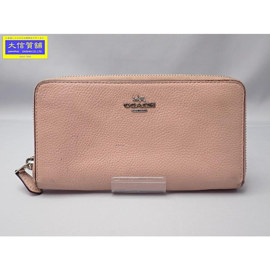 COACHコーチ アコーディオンジップ ピンクデニムラウンド
