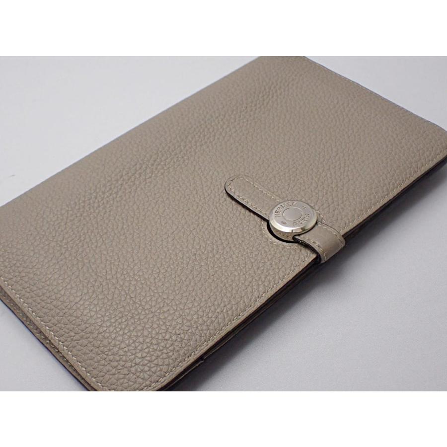 HERMES エルメス ドゴンGM 二つ折り 長財布 A刻 エトゥープ シルバー金具 中古B+ 【送料無料】 A-8699【質屋出品】 HERMES（エルメス） ドゴンGM 二つ折り 長財布 A刻 エトゥープ