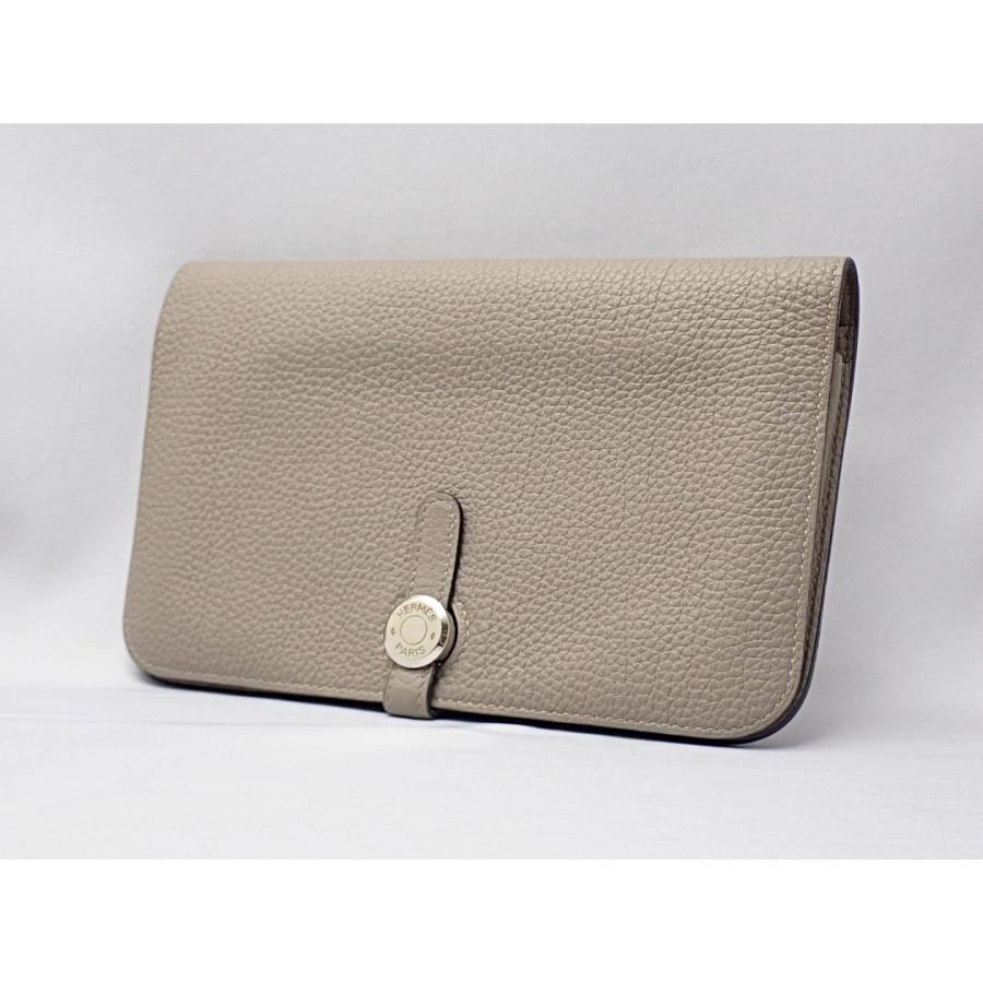HERMES エルメス ドゴンGM 二つ折り 長財布 A刻 エトゥープ シルバー金具 中古B+ 【送料無料】 A-8699【質屋出品】 HERMES（エルメス） ドゴンGM 二つ折り 長財布 A刻 エトゥープ