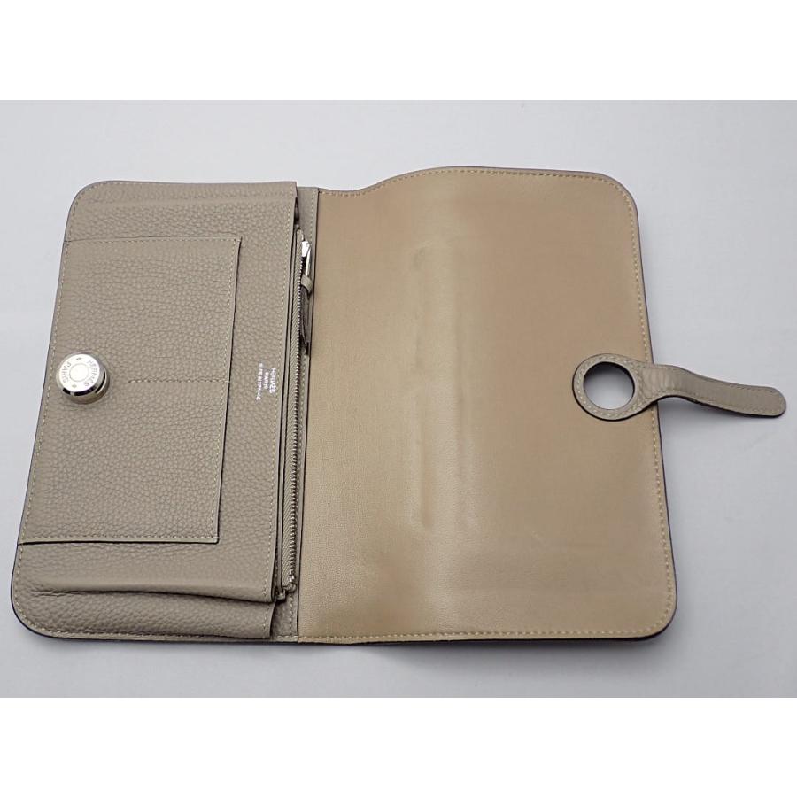 HERMES エルメス ドゴンGM 二つ折り 長財布 A刻 エトゥープ シルバー金具 中古B+ 【送料無料】 A-8699【質屋出品】 HERMES（エルメス） ドゴンGM 二つ折り 長財布 A刻 エトゥープ
