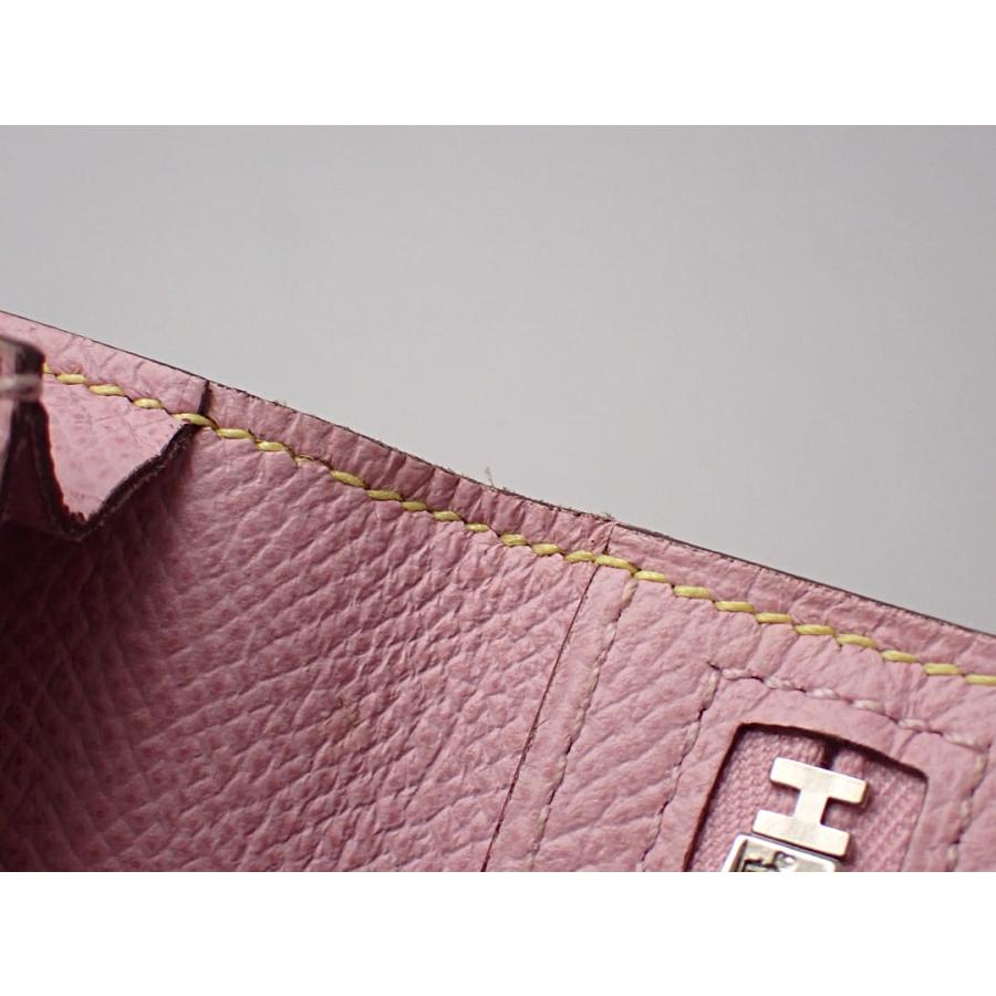 HERMES エルメス ベアンスフレ 二つ折り 長財布 D刻 バイカラー イエローｘピンク シルバー金具 中古B+ 【送料無料】 A-8701【質屋出品】 HERMES（エルメス） ベアンスフレ 二つ折り 長財布 D刻 バイカラー