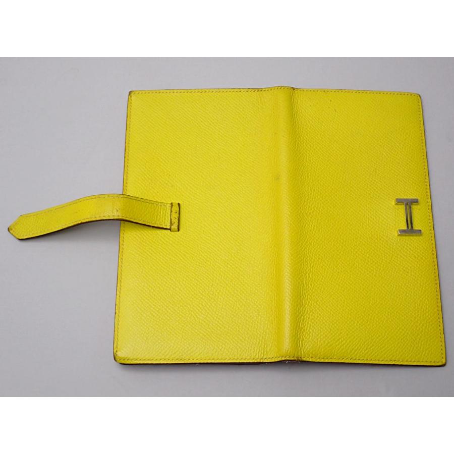 HERMES エルメス ベアンスフレ 二つ折り 長財布 D刻 バイカラー イエローｘピンク シルバー金具 中古B+ 【送料無料】 A-8701【質屋出品】 HERMES（エルメス） ベアンスフレ 二つ折り 長財布 D刻 バイカラー