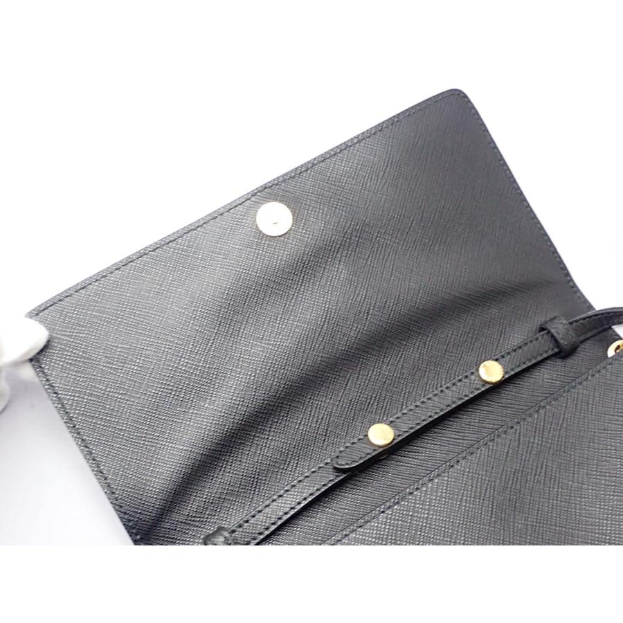 PRADA プラダ ショルダーウォレット BT1009 サフィアーノラクス ブラック 中古B+ 【送料無料】 A-8754【質屋出品】 PRADA（プラダ） ショルダーウォレット BT1009 サフィアーノラクス