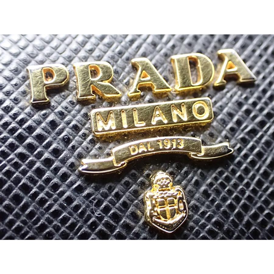 PRADA プラダ ショルダーウォレット BT1009 サフィアーノラクス ブラック 中古B+ 【送料無料】 A-8754