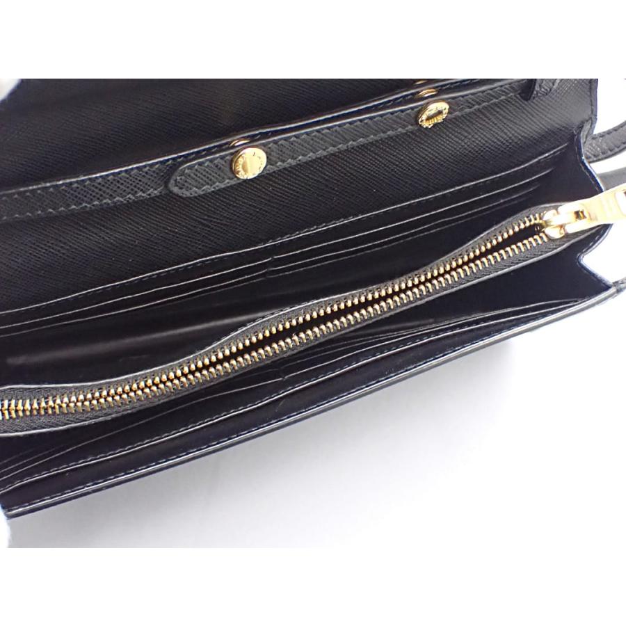 PRADA プラダ ショルダーウォレット BT1009 サフィアーノラクス ブラック 中古B+ 【送料無料】 A-8754【質屋出品】 PRADA（プラダ） ショルダーウォレット BT1009 サフィアーノラクス
