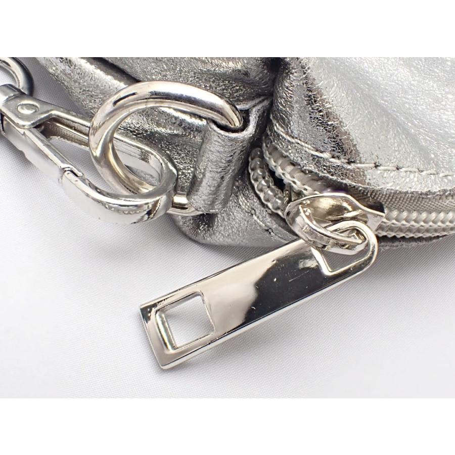 LAURA DI MAGGIO ローラディマッジオ ２WAY ショルダーバッグ チェーンストラップポーチ付き シルバーメタリック 中古B 【送料無料】 A-8870の画像