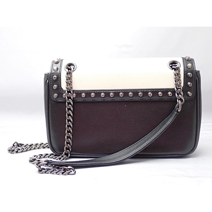 PRADA プラダ スタッズ チェーン ショルダーバッグ 1BD147 ホワイトｘブラック レザー 中古B+ 【送料無料】 A-8949の画像