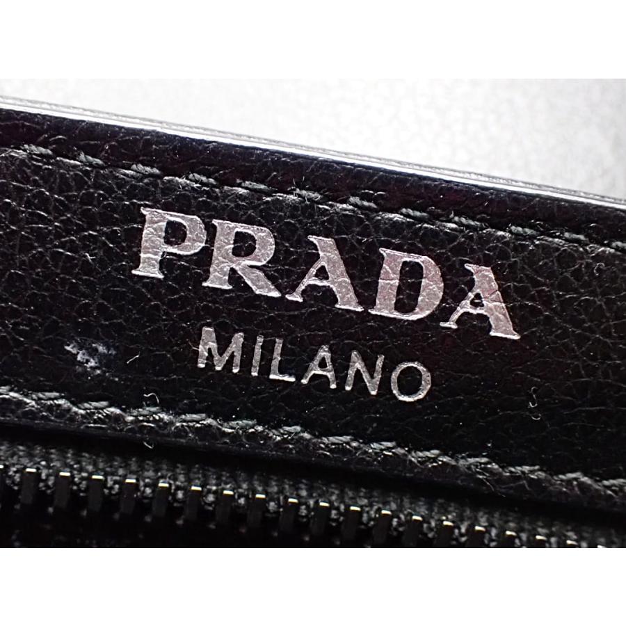 PRADA プラダ スタッズ チェーン ショルダーバッグ 1BD147 ホワイトｘブラック レザー 中古B+ 【送料無料】 A-8949の画像