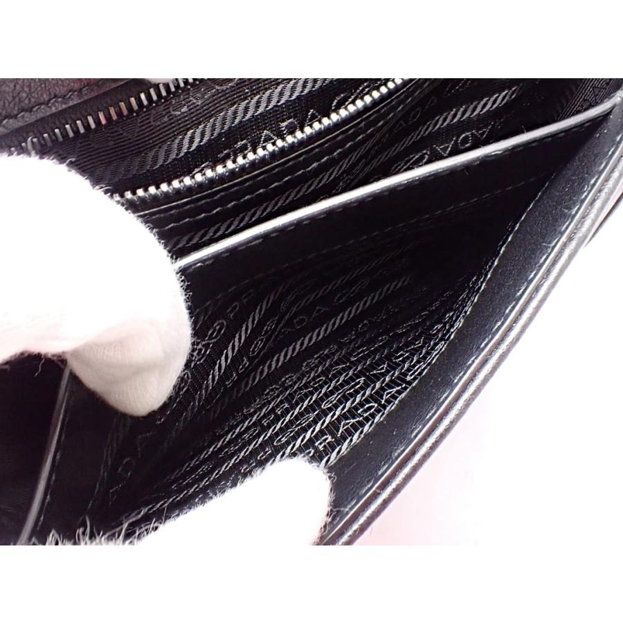 PRADA プラダ スタッズ チェーン ショルダーバッグ 1BD147 ホワイトｘブラック レザー 中古B+ 【送料無料】 A-8949の画像