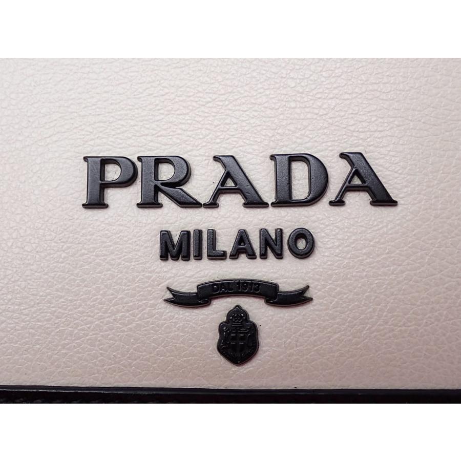 PRADA プラダ スタッズ チェーン ショルダーバッグ 1BD147 ホワイトｘブラック レザー 中古B+ 【送料無料】 A-8949の画像
