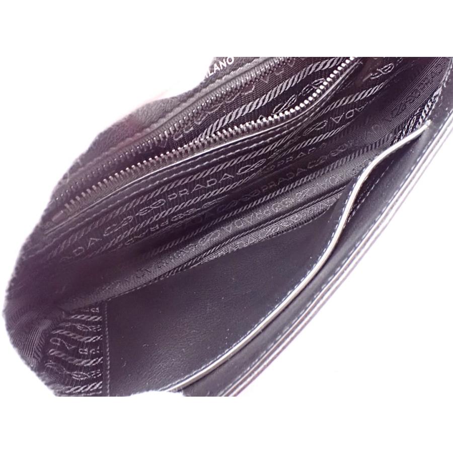 PRADA プラダ スタッズ チェーン ショルダーバッグ 1BD147 ホワイトｘブラック レザー 中古B+ 【送料無料】 A-8949の画像