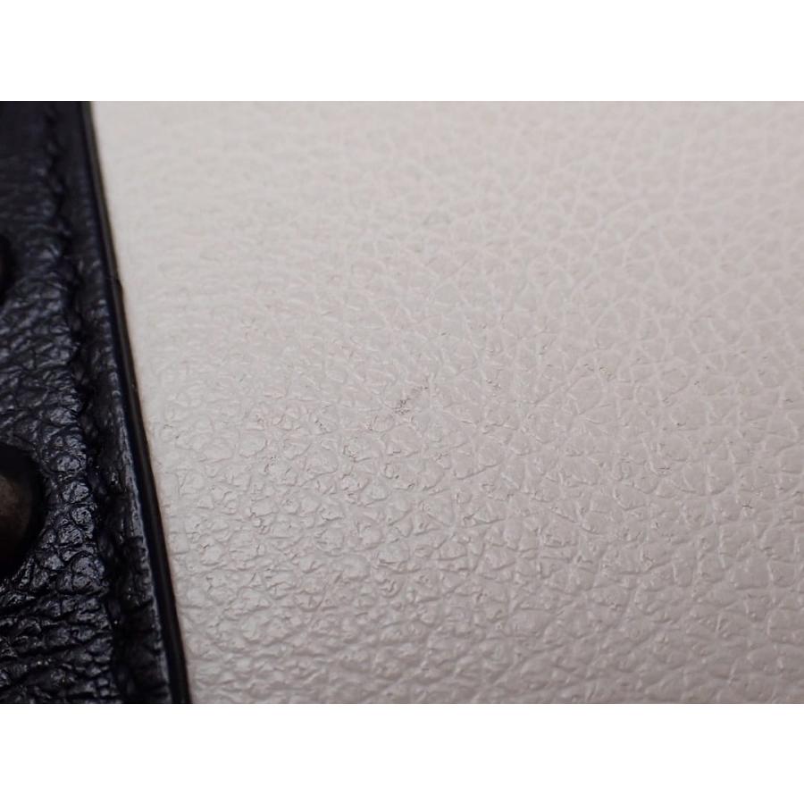 PRADA プラダ スタッズ チェーン ショルダーバッグ 1BD147 ホワイトｘブラック レザー 中古B+ 【送料無料】 A-8949の画像