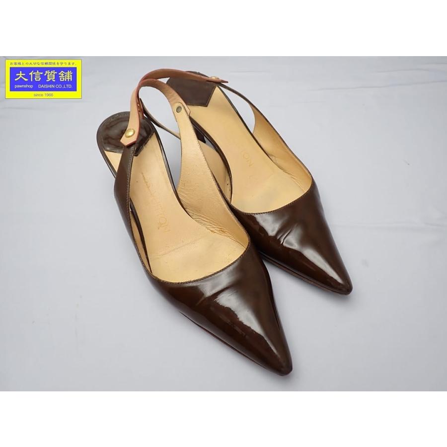 LOUIS VUITTON（ルイ・ヴィトン） エナメル パンプス 37.5 ブラウン