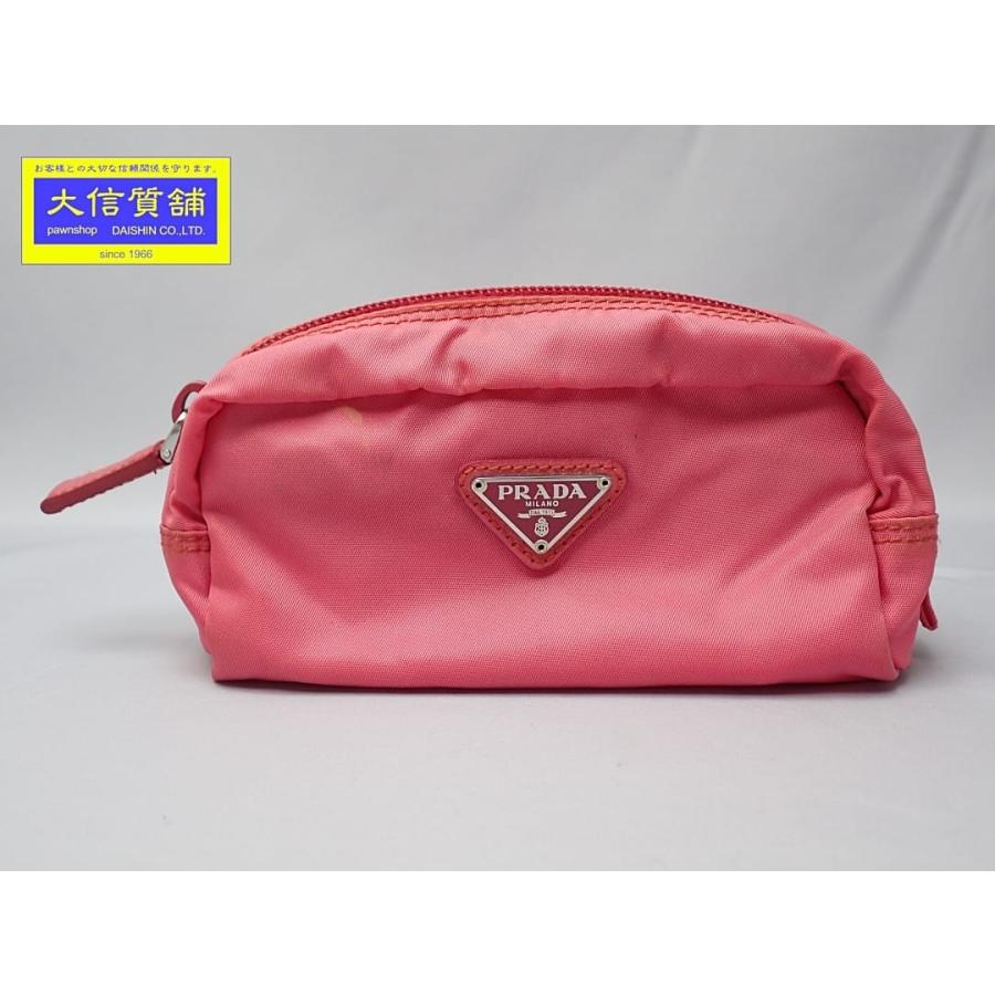 PRADA（プラダ） ミニ ナイロン コスメポーチ ピンク 中古B 【送料無料