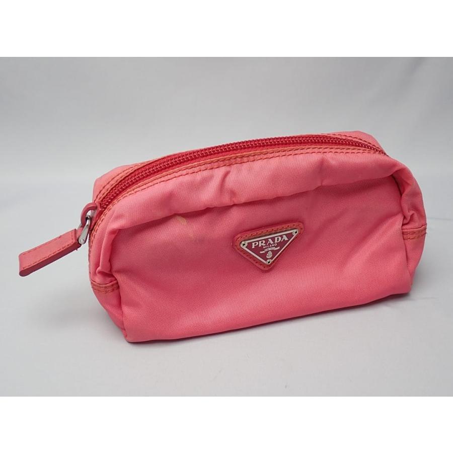 PRADA（プラダ） ミニ ナイロン コスメポーチ ピンク 中古B 【送料無料