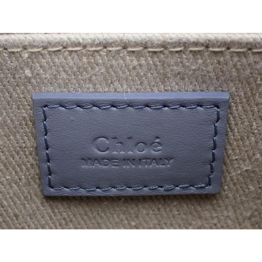 CHLOE クロエ スモール トートバッグ ウッディ レザー CHC23US397 ライトブルー系 中古B+ 【送料無料】 A-9133の画像