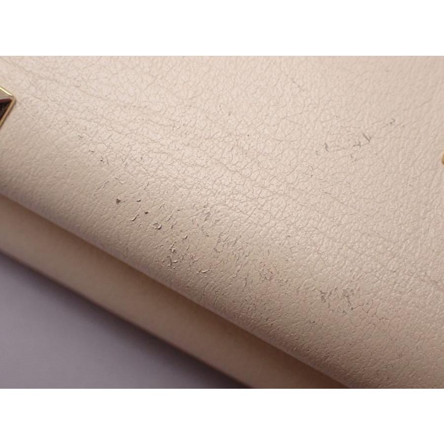 VALENTINO GARAVANI ヴァレンティノ ガラヴァーニ 三つ折り財布 WW2P0Q47 レザー スタッズ アイボリー 中古B 【送料無料】 A-9148【質屋出品】 VALENTINO GARAVANI（ヴァレンティノ ガラヴァーニ） ヴァレンティノ