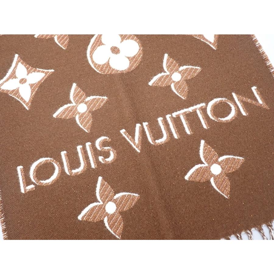 LOUIS VUITTON ルイ ヴィトン ウールマフラー LVエセンシャル M78896 フリンジ マロン ブラウン×ホワイト 中古A- 【送料無料】 A-9154_5
