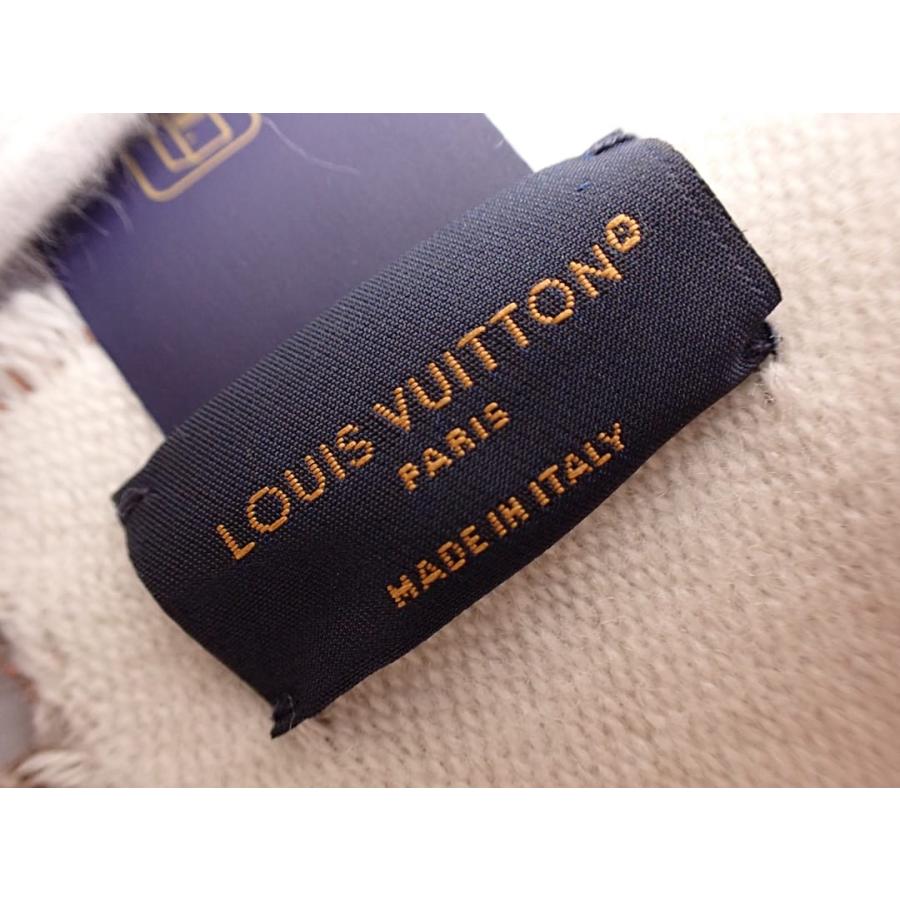 LOUIS VUITTON ルイ ヴィトン ウールマフラー LVエセンシャル M78896 フリンジ マロン ブラウン×ホワイト 中古A- 【送料無料】 A-9154_7