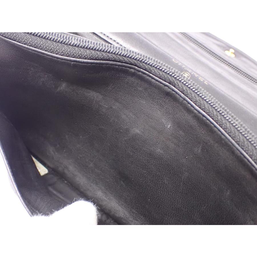 CHANEL シャネル 二つ折り 長財布 ブラック ラムスキン 中古B- 【送料無料】 A-9230【質屋出品】 CHANEL（シャネル） 二つ折り 長財布 ブラック ラムスキン 中古B