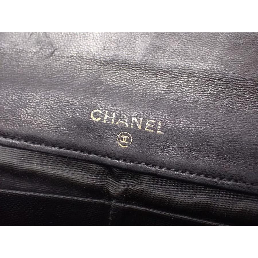 CHANEL シャネル 二つ折り 長財布 ブラック ラムスキン 中古B- 【送料無料】 A-9230【質屋出品】 CHANEL（シャネル） 二つ折り 長財布 ブラック ラムスキン 中古B