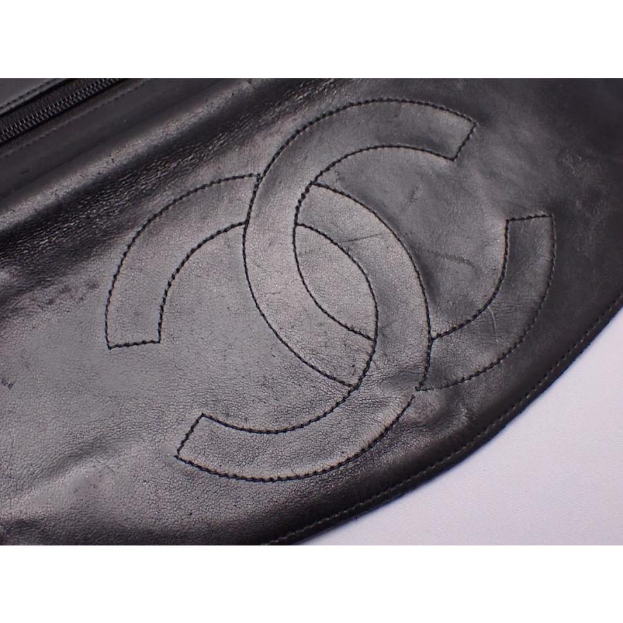 CHANEL シャネル 二つ折り 長財布 ブラック ラムスキン 中古B- 【送料無料】 A-9230【質屋出品】 CHANEL（シャネル） 二つ折り 長財布 ブラック ラムスキン 中古B