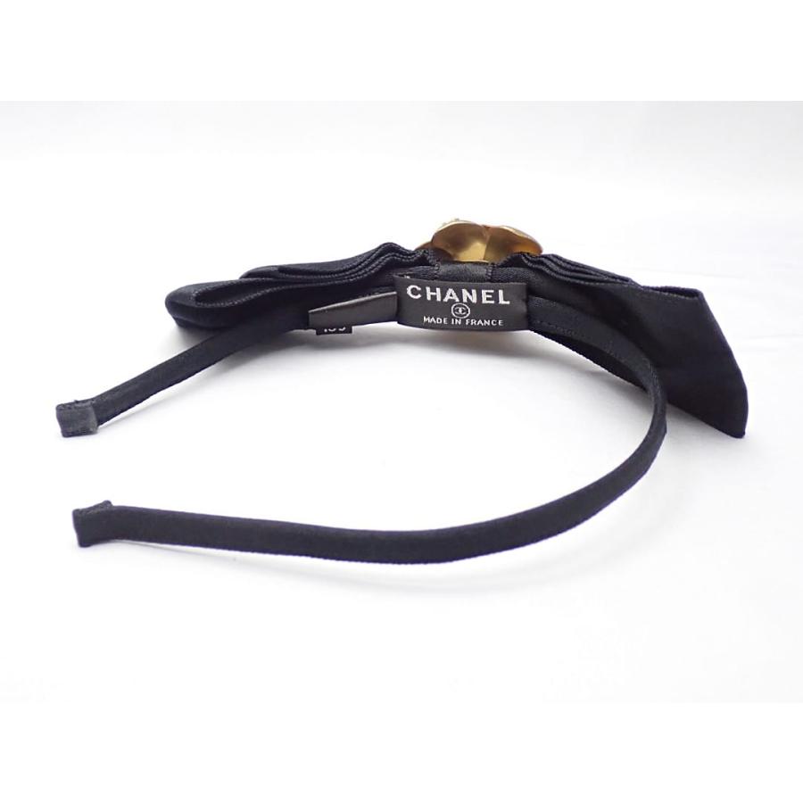 CHANEL シャネル カメリア カチューシャ 13Ｓ ブラックシルクｘゴールドブラス 中古A+ 【送料無料】 A-9235の画像
