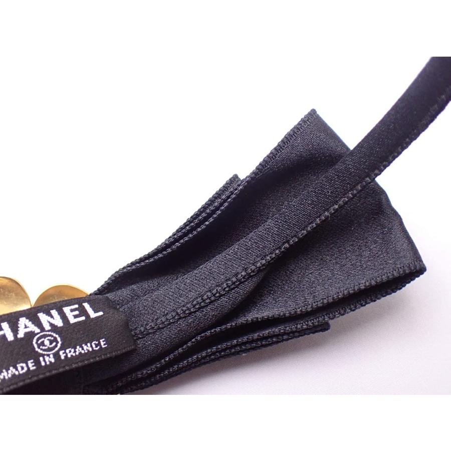 CHANEL シャネル カメリア カチューシャ 13Ｓ ブラックシルクｘゴールドブラス 中古A+ 【送料無料】 A-9235の画像