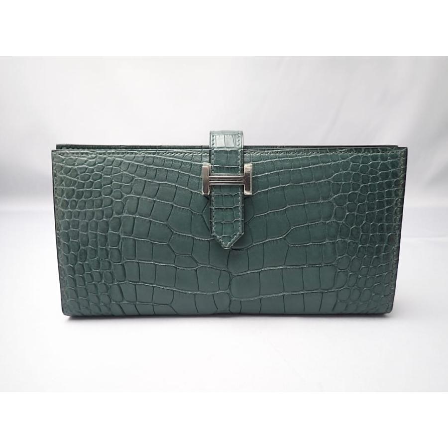 HERMES（エルメス） ベアン スフレ マットクロコ 二つ折り長財布 R刻印