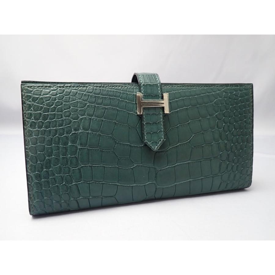 HERMES（エルメス） ベアン スフレ マットクロコ 二つ折り長財布 R刻印