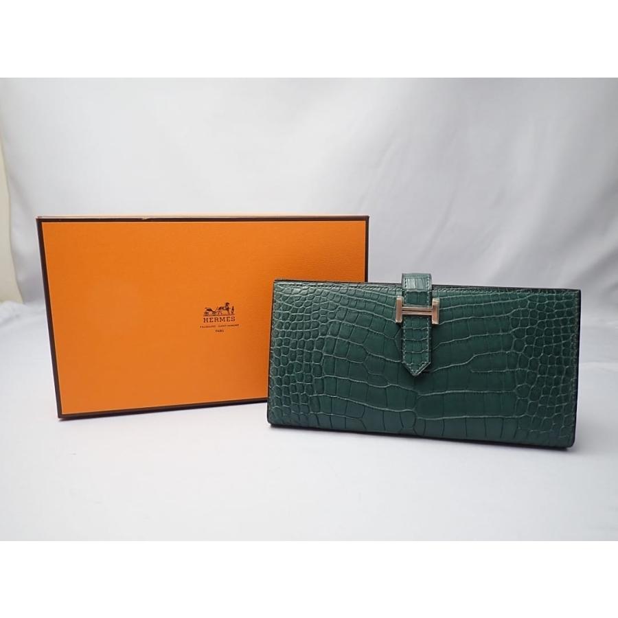 HERMES（エルメス） ベアン スフレ マットクロコ 二つ折り長財布 R刻印