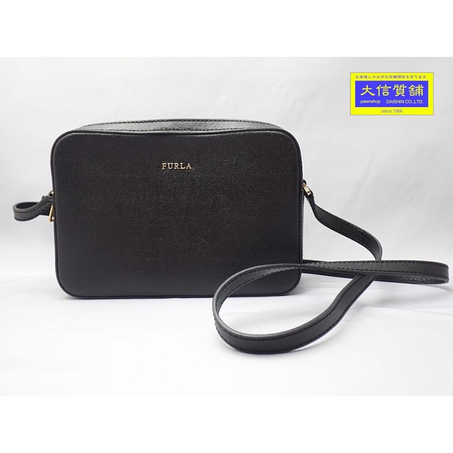 FURLA（フルラ） ダブルジップ ショルダーバッグ レザー ブラック 中古 