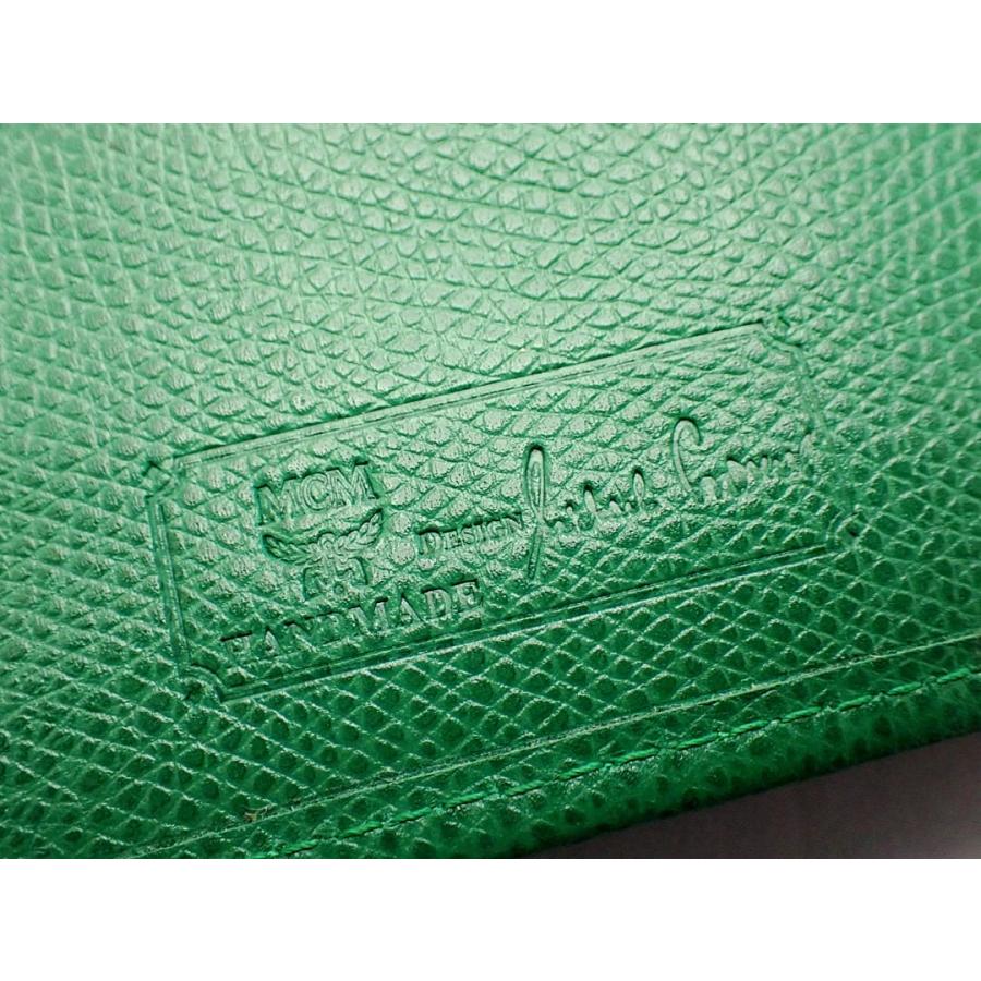 MCM（エムシーエム） 二つ折り財布 レザー グリーン 中古B+ 【送料無料