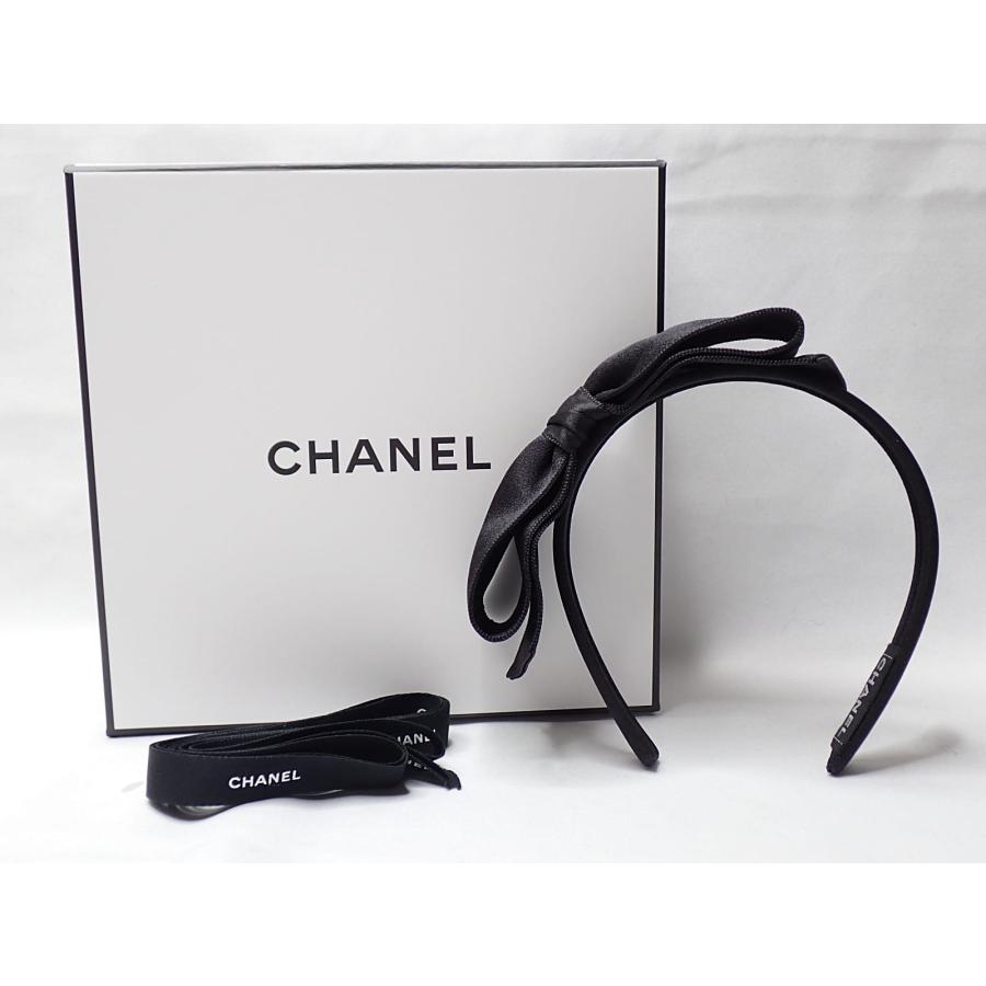 CHANEL（シャネル） カチューシャ リボン サテン ブラック ヘア