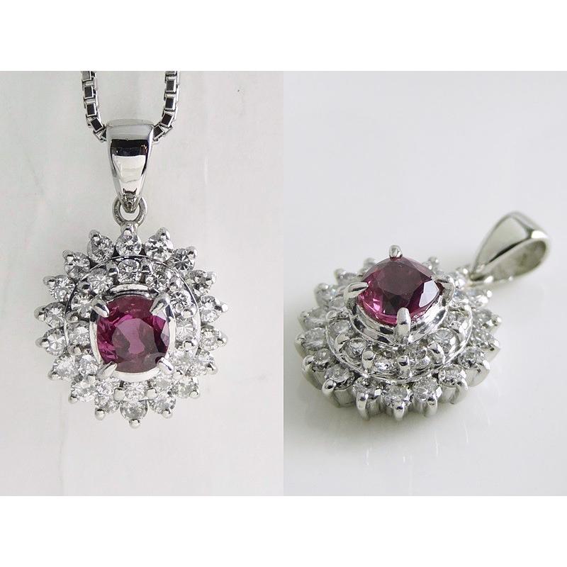 Pt900 ダイヤ ルビーペンダントトップ R0.60ct D0.61ct 3.9g