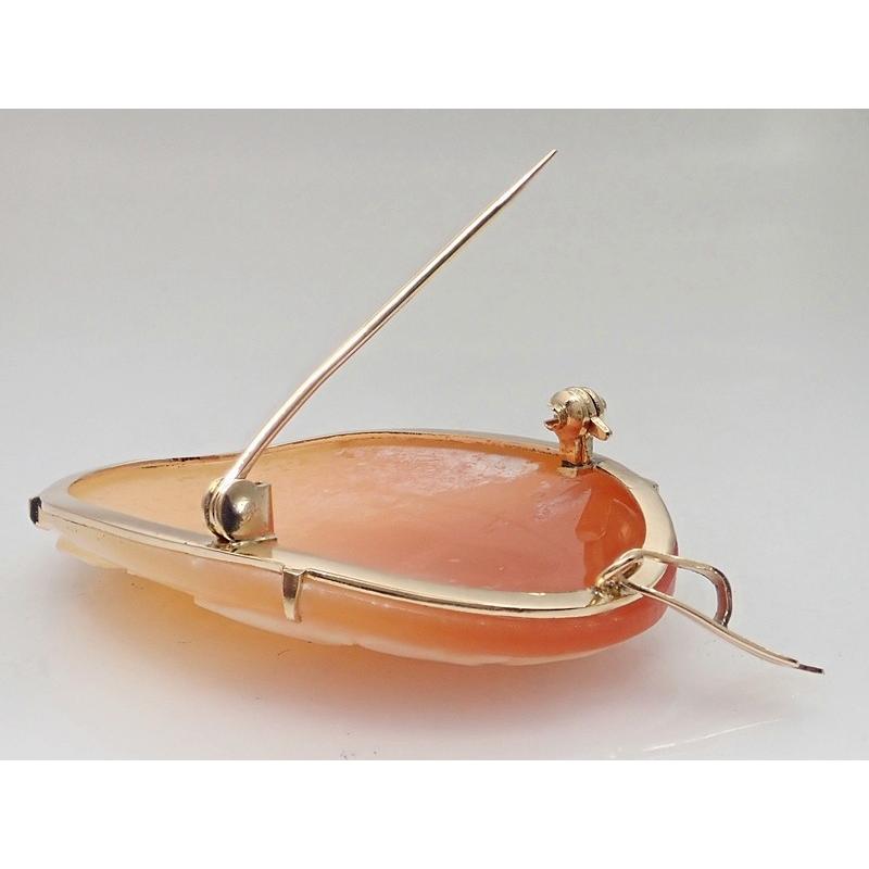 K18 イエローゴールド シェルカメオ ブローチ ペンダントトップ 女性