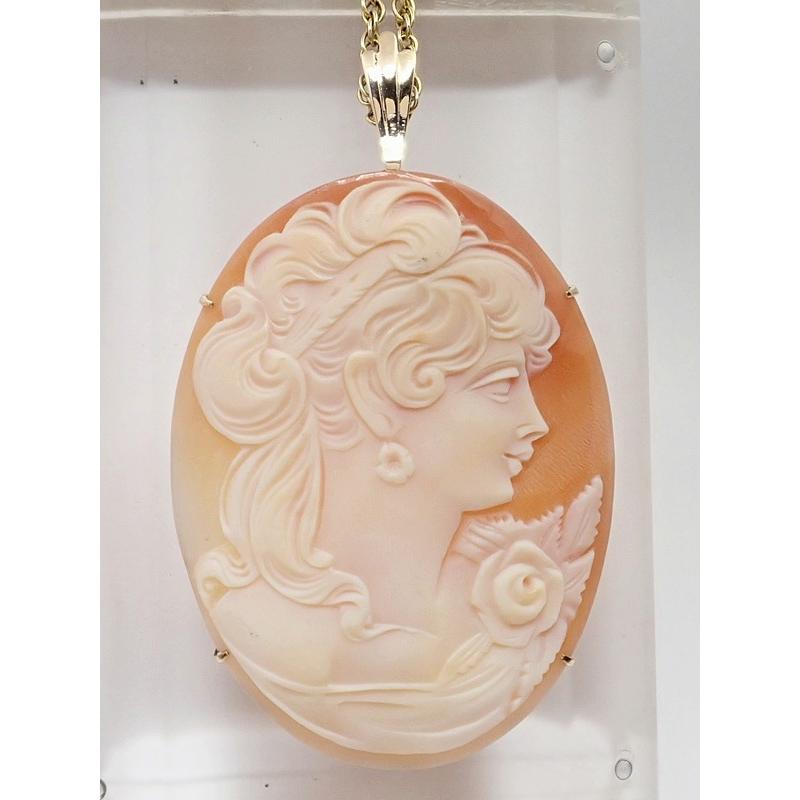 K18 イエローゴールド シェルカメオ ブローチ ペンダントトップ 女性