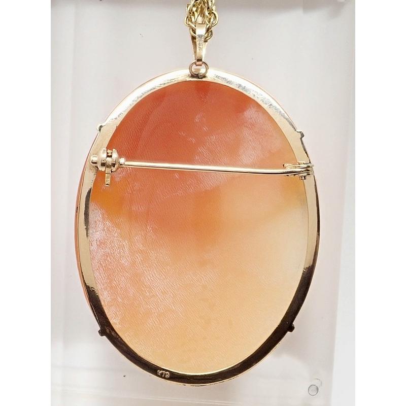 K18 カメオ ブローチ ペンダントトップ女性の横顔 K18 イエローゴールド シェルカメオ ブローチ ペンダントトップ 女性