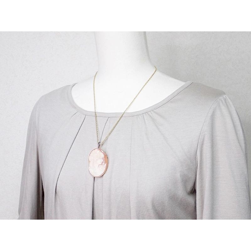 K18 カメオ ブローチ ペンダントトップ女性の横顔 K18 イエローゴールド シェルカメオ ブローチ ペンダントトップ 女性
