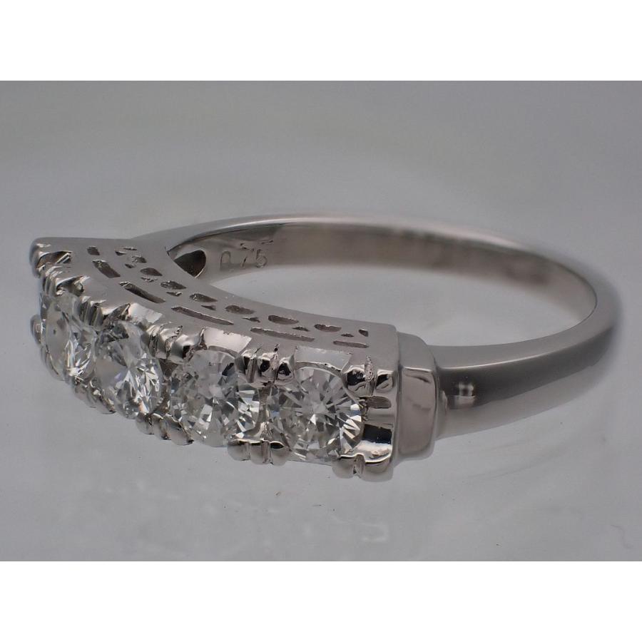 Pt900 プラチナ ダイヤ バンドリング 0.75ct 14号 5.3g 中古A+ 【送料無料】 C-8578の画像