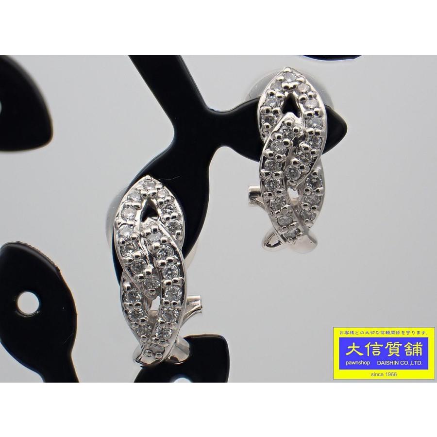 K18WG ホワイトゴールド ダイヤ ピアス 0.35ct 4.8g 中古A+ 【送料無料